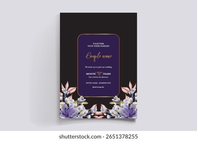 QUADRO DE CONVITE DE CASAMENTO COM DECORAÇÕES DE FLORES E FOLHAS FRESCAS