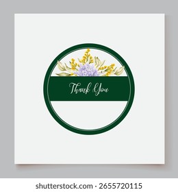 WEDDING INVITATION FRAME WITH FLOWER DECORATIONS AND FRESH LEAVES