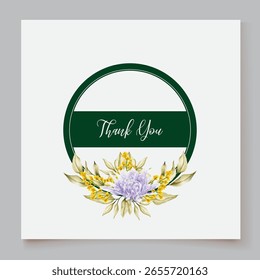QUADRO DE CONVITE DE CASAMENTO COM DECORAÇÕES DE FLORES E FOLHAS FRESCAS