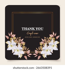 MARCO DE INVITACIÓN DE BODA CON DECORACIONES FLORALES Y HOJAS FRESCAS
