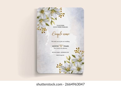 MARCO DE INVITACIÓN DE BODA CON DECORACIONES FLORALES Y HOJAS FRESCAS