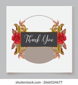 MARCO DE INVITACIÓN DE BODA CON DECORACIONES FLORALES Y HOJAS FRESCAS