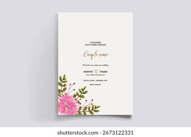 HOCHZEITSEINLADUNGSRAHMEN MIT BLUMENDEKORATIONEN UND FRISCHEN BLÄTTERN