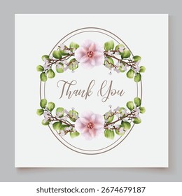QUADRO DE CONVITE DE CASAMENTO COM DECORAÇÕES DE FLORES E FOLHAS FRESCAS