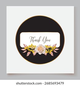 HOCHZEITSEINLADUNGSRAHMEN MIT BLUMENDEKORATIONEN UND FRISCHEN BLÄTTERN