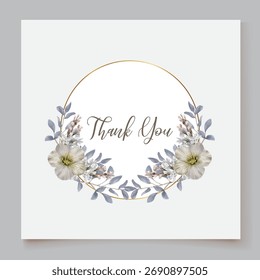 MARCO DE INVITACIÓN DE BODA CON DECORACIONES FLORALES Y HOJAS FRESCAS