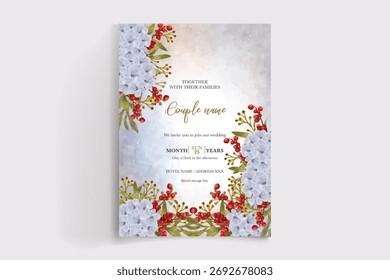 QUADRO DE CONVITE DE CASAMENTO COM DECORAÇÕES DE FLORES E FOLHAS FRESCAS