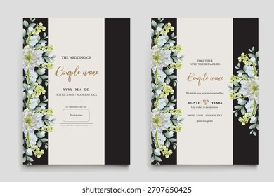 MARCO DE INVITACIÓN DE BODA CON DECORACIONES FLORALES Y HOJAS FRESCAS