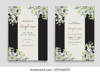 QUADRO DE CONVITE DE CASAMENTO COM DECORAÇÕES DE FLORES E FOLHAS FRESCAS