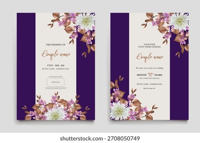 QUADRO DE CONVITE DE CASAMENTO COM DECORAÇÕES DE FLORES E FOLHAS FRESCAS