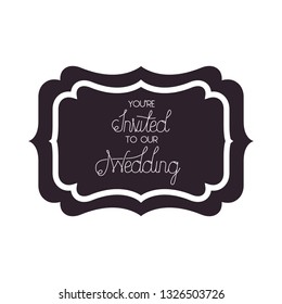 wedding invitation in frame isolated icon