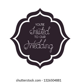 wedding invitation in frame isolated icon