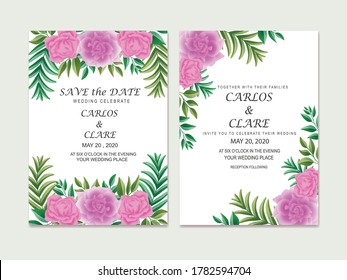 Juego de marcos de invitación de boda.  Vector de tarjeta de bodas.