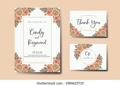 Einladungsrahmen für Hochzeiten, florale Aquarellfarbe Digitale, handgezeichnete Peony Flower Design Einladungskarte Vorlage