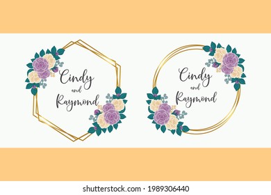 Wedding invitation frame set, floral watercolor Digital hand drawn Rose Flower design Invitation Card Template