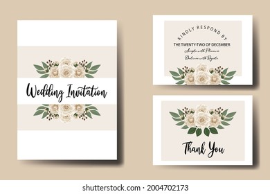 Wedding invitation frame set, floral watercolor Digital hand drawn Camellia Flower design Invitation Card Template