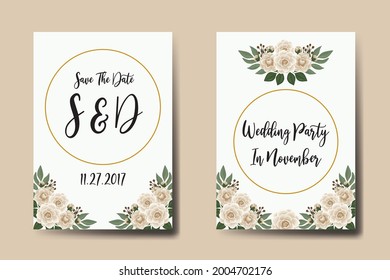 Juego de marcos de invitación de boda, acuarela floral Color de la invitación Dibujo a mano Digital Modelo de tarjeta de invitación de diseño de flores de Camellia