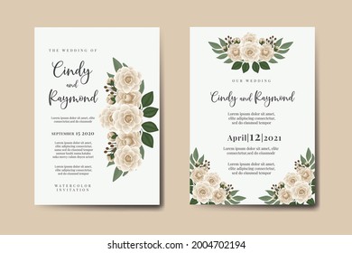 Wedding invitation frame set, floral watercolor Digital hand drawn Camellia Flower design Invitation Card Template