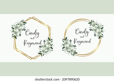 Wedding invitation frame set, floral watercolor Digital hand drawn White Lily Flower design Invitation Card Template svg