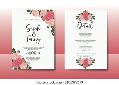 Wedding invitation frame set, floral watercolor Digital hand drawn Dahlia Flower design Invitation Card Template