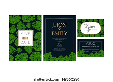 Wedding invitation frame set; flowers, leaves, watercolor, isolated on white. Sketched wreath, floral and herbs garland with green, greenery color. Handdrawn Vector Watercolour style, nature art.