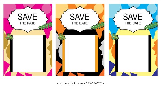 Wedding invitation frame set; flowers, leaves, watercolor, minimal vector. Sketched wreath, floral and herbs garland with rose, green, greenery color. Handdrawn Vector Watercolour style, nature art.