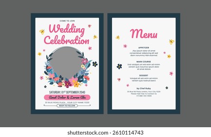 Wedding invitation frame set, flowers, leaves, mess and watercolor minimal vector. Sketched wreath, floral, herbs garland. Card with gold, gems, spots
