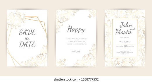 Wedding Invitation Gold Flowers Background Geometric Stock Vector (Royalty  Free) 1558777532 | Shutterstock