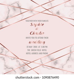 Wedding Invitation with Gold Geometric Frame