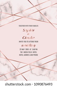 Wedding Invitation with Gold Geometric Frame