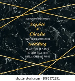Wedding Invitation with Gold Geometric Frame