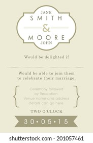 Wedding invitation gold ribbon theme