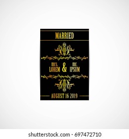 Wedding Invitation Golden Card, Vector, Illustration, Eps File