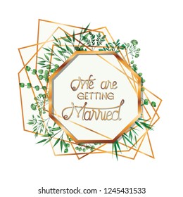wedding invitation with golden frame