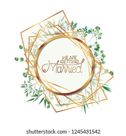 wedding invitation with golden frame