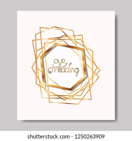 wedding invitation with golden frame
