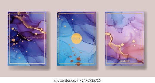 wedding invitation. a great celebration of lovers. texture of liquid marble and gold. print for leaflets, banners, flyers, business cards, cards. trend vector	