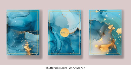 wedding invitation. a great celebration of lovers. texture of liquid marble and gold. print for leaflets, banners, flyers, business cards, cards. trend vector	