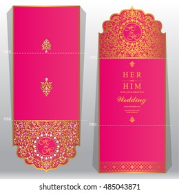 Wedding invitation or greeting card with abstract ornament. template for laser cutting.