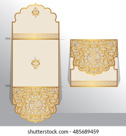 Wedding invitation or greeting card with abstract ornament. template for laser cutting.