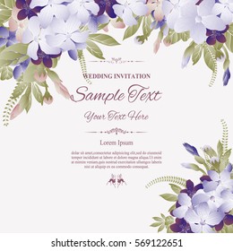 Wedding invitation or greeting card with abstract floral background. Vector illustration.