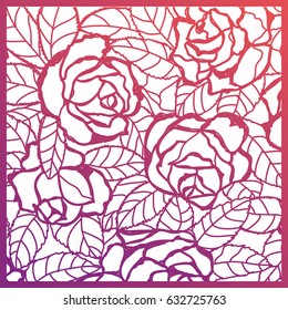 Wedding Invitation or greeting card with colorful lace pattern. Layout congratulatory card with carved openwork pattern. Pattern suitable for laser cutting, plotter cutting or printing. Vector