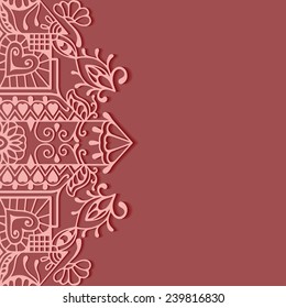 Wedding invitation or greeting card design with lace pattern, beautiful luxury postcard, ornate page cover, ornamental vector illustration
