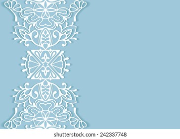 Wedding invitation or greeting card design with lace pattern, beautiful luxury postcard, ornate page cover, ornamental vector illustration