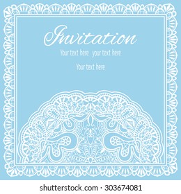 Wedding invitation or greeting card design with lace pattern, ornamental vector illustration. Vector geometric geometric background, Islamic arabic Indian motif