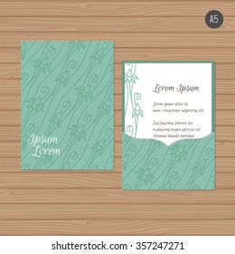 Wedding invitation or greeting card with floral ornament. Paper lace envelope template. Wedding invitation envelope mock-up for laser cutting. Tiffany blue color. Vector illustration. 