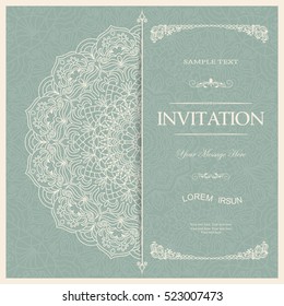 Wedding invitation or greeting card with floral mandala Place for your text. Vintage decorative elements. Vector illustration