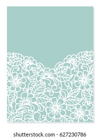 Wedding invitation or greeting card with floral ornament ( laser cute )