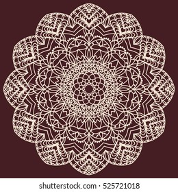 Wedding Invitation or greeting card with lace pattern. Mandala. Layout congratulatory card with carved openwork pattern. Pattern suitable for laser cutting, plotter cutting or printing. Vector