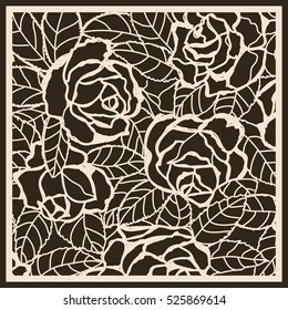 Wedding Invitation or greeting card with lace pattern. Layout congratulatory card with carved openwork pattern. Pattern suitable for laser cutting, plotter cutting or printing. Vector